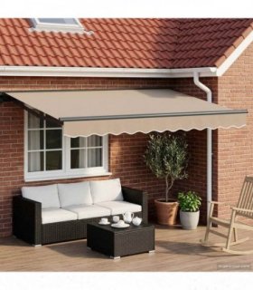 vidaXL Manual Awning Frame with LEDs Beige and Anthracite 3 x 2.5 m