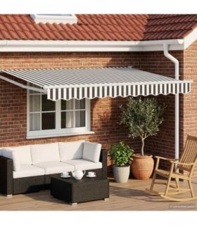 vidaXL Manual Retractable Awning with LEDs 3.5 x 2.5 m