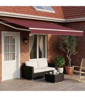 vidaXL Electric Retractable Awning Burgundy and White 4.5 x 3 m
