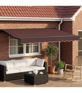 vidaXL Manual Awning Frame with LEDs Brown and Anthracite 3 x 2.5 m