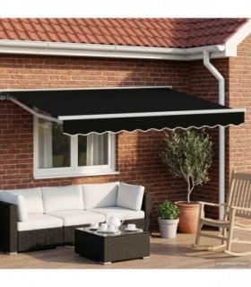 vidaXL Manual Awning Frame with LEDs Black and White 3 x 2.5 m