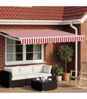 vidaXL Manual Retractable Awning with LEDs Red and White 3 x 2.5 m