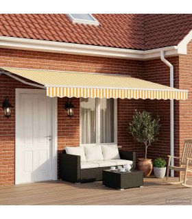 vidaXL Manual Awning Frame with LEDs Yellow and White 4.5 x 3.5 m