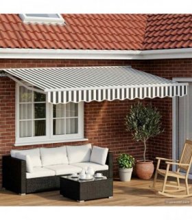 vidaXL Manual Awning Frame with LEDs Anthracite and White 3 x 2.5 m