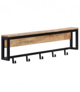 vidaXL Coat Rack 87x10x27 cm Solid Rough Wood Mango
