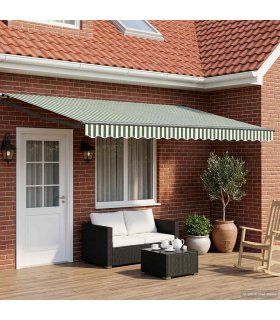 vidaXL Electric Retractable Awning Green, White and Anthracite 4 x 3 m