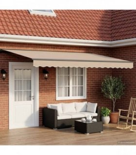 vidaXL Manual Awning Frame with LEDs Beige and Anthracite 4 x 3 m