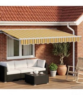 vidaXL Manual Awning Frame with LEDs Yellow, Grey and White 3 x 2.5 m