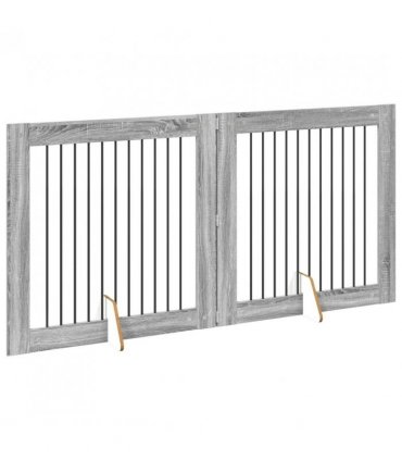 vidaXL Foldable Dog Gate with Stands 2 pcs Grey Sonoma 200.5 cm