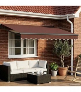 vidaXL Manual Retractable Awning with LEDs 3.5 x 2.5 m