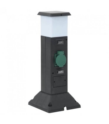 vidaXL Outdoor Socket Column with Lamp and Spike 2-Way 16x16x39.5 cm