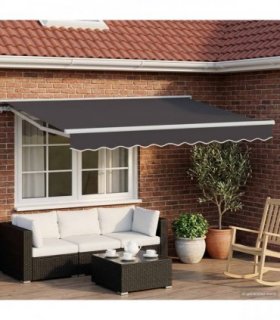 vidaXL Manual Awning Frame with LEDs White and Anthracite 3.5 x 2 m