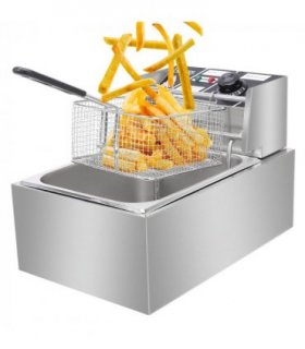 [Replace old code: 96063967] EH81 2500W 220-240V 6.3QT/6L Stainless Steel Single Cylinder Electric Fryer UK Plug