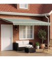 vidaXL Manual Awning Frame with LEDs Green and White 4.5 x 3 m