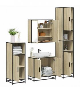 vidaXL 4 Piece Bathroom Furniture Set Sonoma Oak Engineered Wood