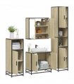 vidaXL 4 Piece Bathroom Furniture Set Sonoma Oak Engineered Wood