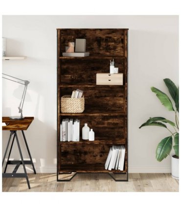 vidaXL Book Cabinet Smoked Oak 80x31x169 cm Engineered wood