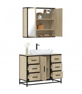 vidaXL 2 Piece Bathroom Furniture Set Sonoma Oak Engineered Wood