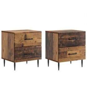 vidaXL Bedside Cabinet with Drawer 2 pcs Old Wood 43 x 34.5 x 47.5 cm