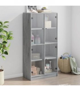 vidaXL Highboard with Doors Grey Sonoma 68x37x142 cm Engineered Wood
