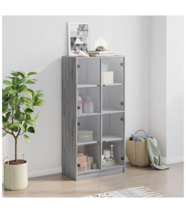 vidaXL Highboard with Doors Grey Sonoma 68x37x142 cm Engineered Wood