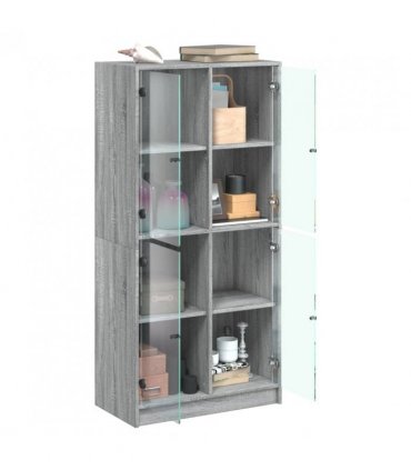 vidaXL Highboard with Doors Grey Sonoma 68x37x142 cm Engineered Wood