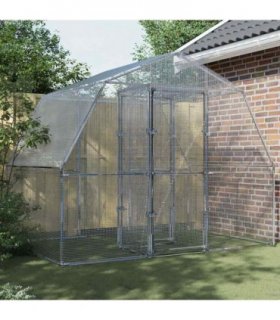 vidaXL Bird Cage with Door Silver Galvanised Steel