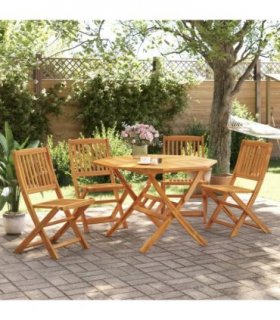 vidaXL 5 Piece Folding Garden Dining Set Solid Wood Acacia
