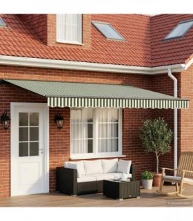 vidaXL Manual Awning Frame with LEDs 5 x 3 m Polyester with PU coating