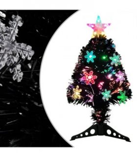 vidaXL Christmas Tree with LED Snowflakes Black 64 cm Fibre Optic