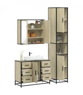 vidaXL 3 Piece Bathroom Furniture Set Sonoma Oak Engineered Wood