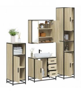 vidaXL 4 Piece Bathroom Furniture Set Sonoma Oak Engineered Wood