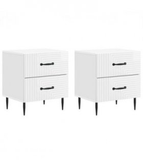 vidaXL Bedside Cabinet 2 pcs High Gloss White 43 x 34.5 x 47.5 cm