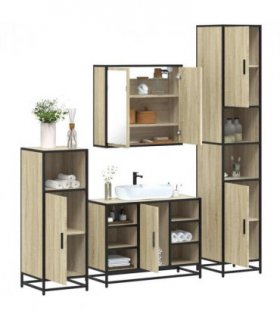 vidaXL 4 Piece Bathroom Furniture Set Sonoma Oak Engineered Wood