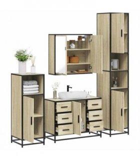 vidaXL 4 Piece Bathroom Furniture Set Sonoma Oak Engineered Wood