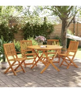 vidaXL 5 Piece Folding Garden Dining Set Solid Wood Acacia