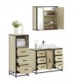 vidaXL 3 Piece Bathroom Furniture Set Sonoma Oak Engineered Wood