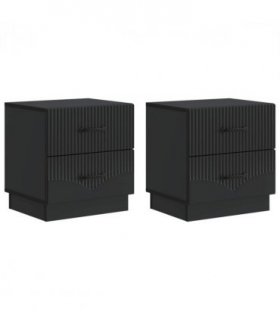 vidaXL Bedside Cabinet 2 pcs Black 43 x 34.5 x 44.5 cm Engineered Wood