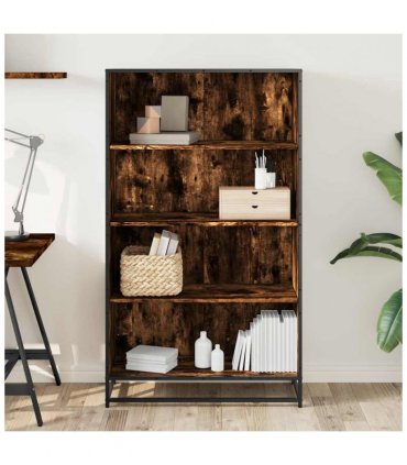 vidaXL Bookcase Smoked Oak 80.5x35x139 cm Engineered Wood
