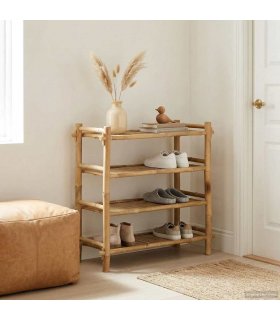 vidaXL Shoe Rack with Shelf Natural 4-tier Bamboo