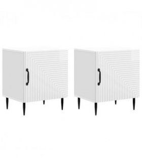 vidaXL Bedside Cabinet 2 pcs High Gloss White 43 x 34.5 x 50 cm