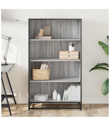 vidaXL Bookcase Grey Sonoma 80.5x35x139 cm Engineered Wood