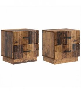 vidaXL Bedside Cabinet with Drawer 2 pcs Old Wood 43 x 34.5 x 44.5 cm