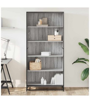 vidaXL Bookcase Grey Sonoma 80.5x35x170.5 cm Engineered Wood