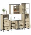 vidaXL 4 Piece Bathroom Furniture Set Sonoma Oak Engineered Wood