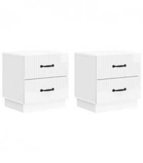 vidaXL Bedside Cabinet 2 pcs High Gloss White 43 x 34.5 x 44.5 cm