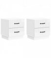 vidaXL Bedside Cabinet 2 pcs High Gloss White 43 x 34.5 x 44.5 cm