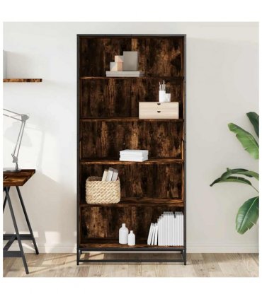 vidaXL Bookcase Smoked Oak 80.5x35x170.5 cm Engineered Wood