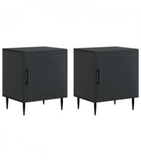 vidaXL Bedside Cabinet 2 pcs Black 43 x 34.5 x 50 cm Engineered Wood