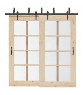 vidaXL Sliding Door Hardware Kit 213,5 cm Steel Black